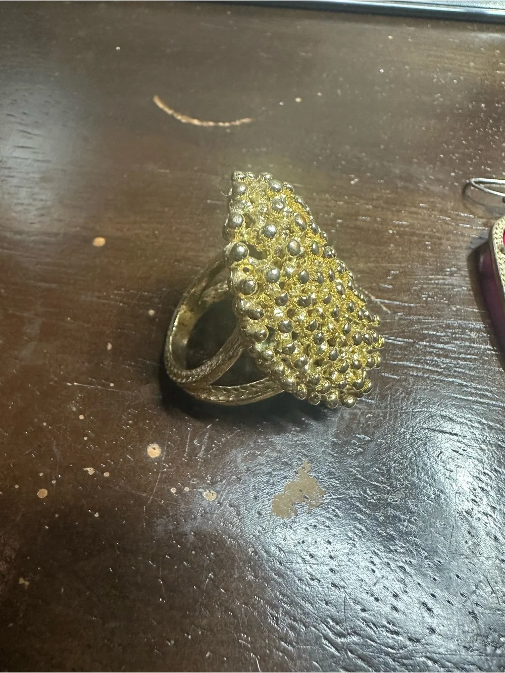 Kendra Scott Gold Statement Ring – Size 8– Bold Dome Beaded Design